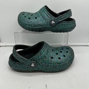 Crocs Shoes Womens 6 Classic Glitter Clog Multicolor Green Lined Original